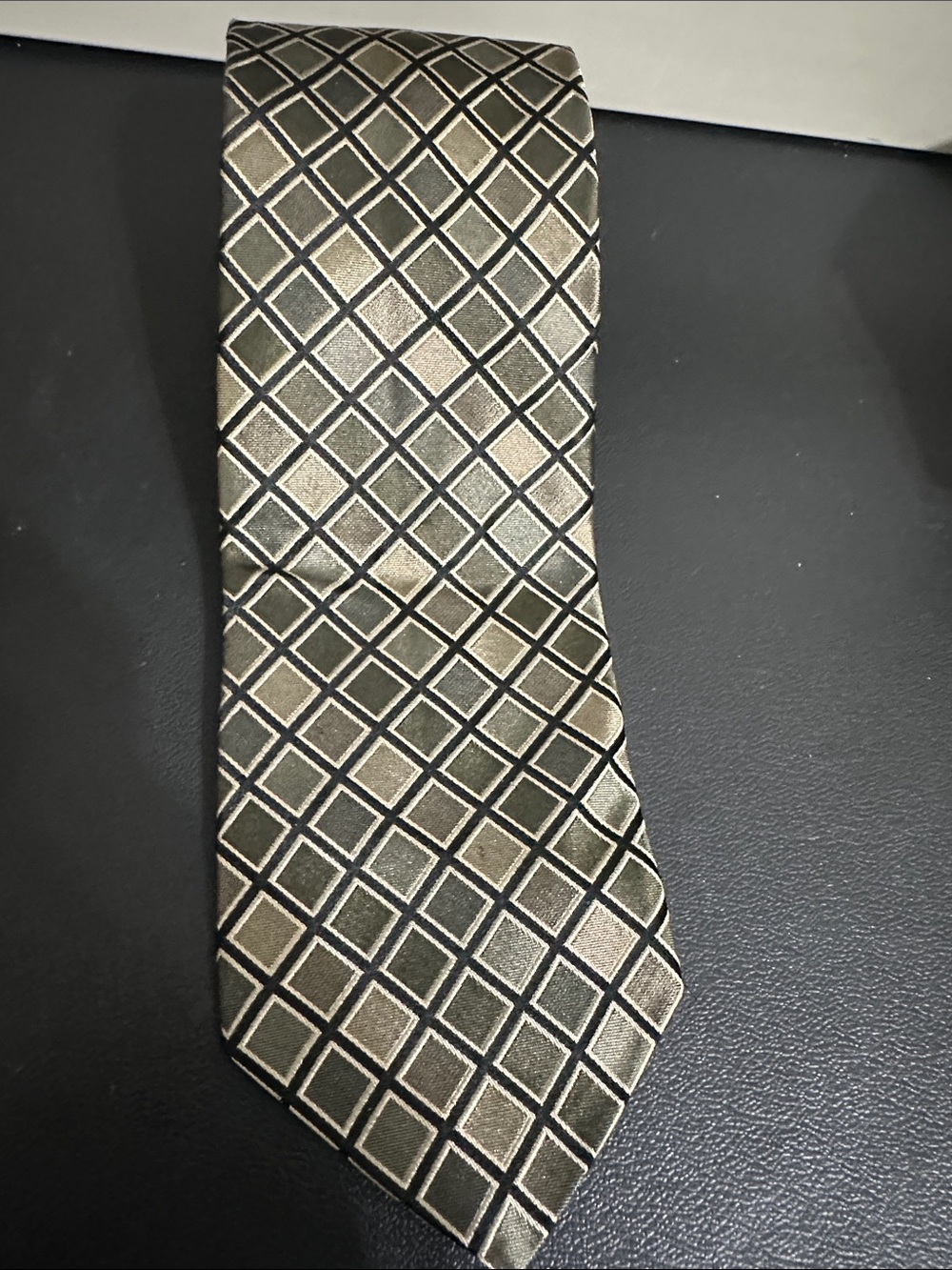 Kenneth Cole Classic Geometric Men's Tie in Olive and Black